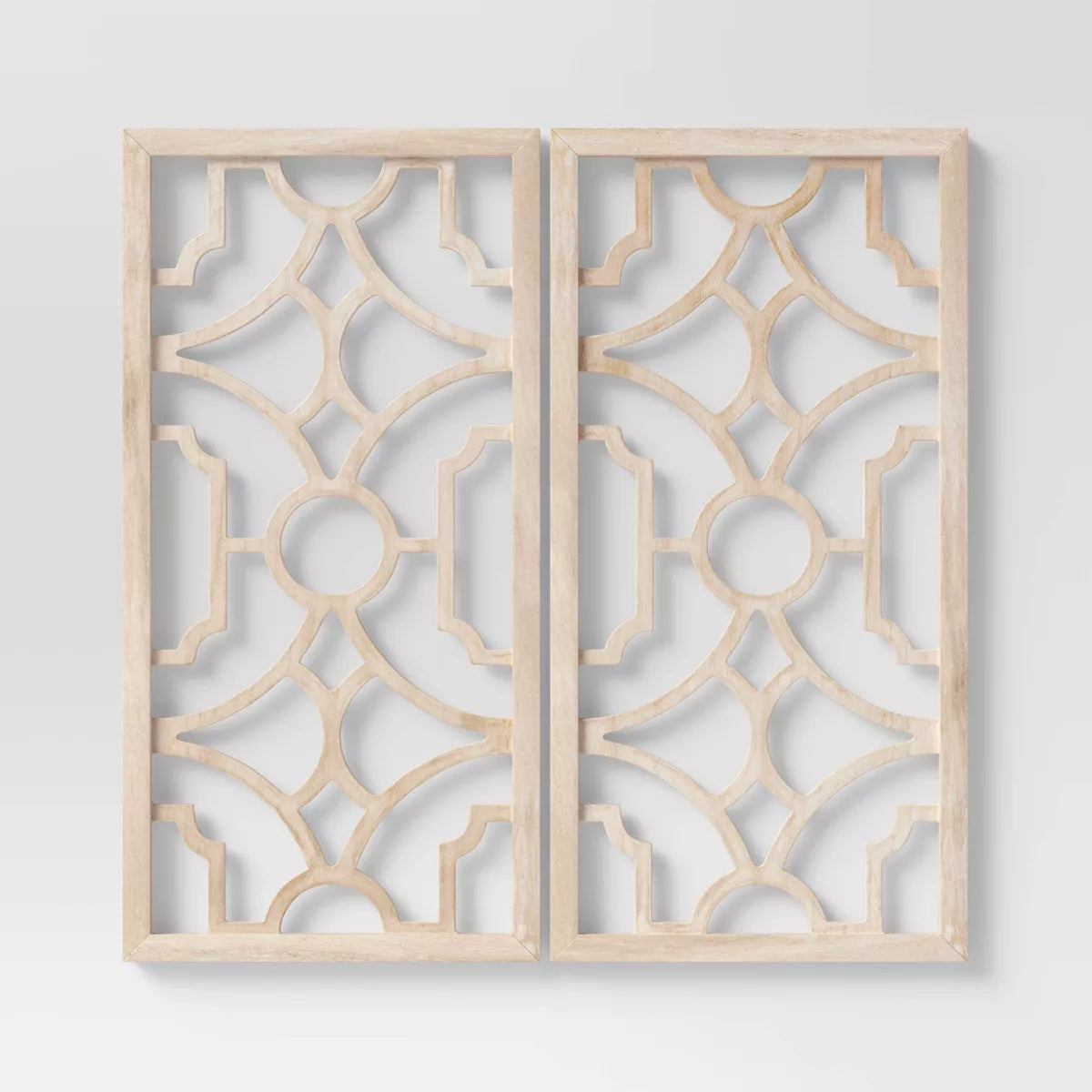 Set of 2 Wood Lattice Wall Hanging Brown - Threshold™: Elegant Decorative Panels, Modern Geometric Design