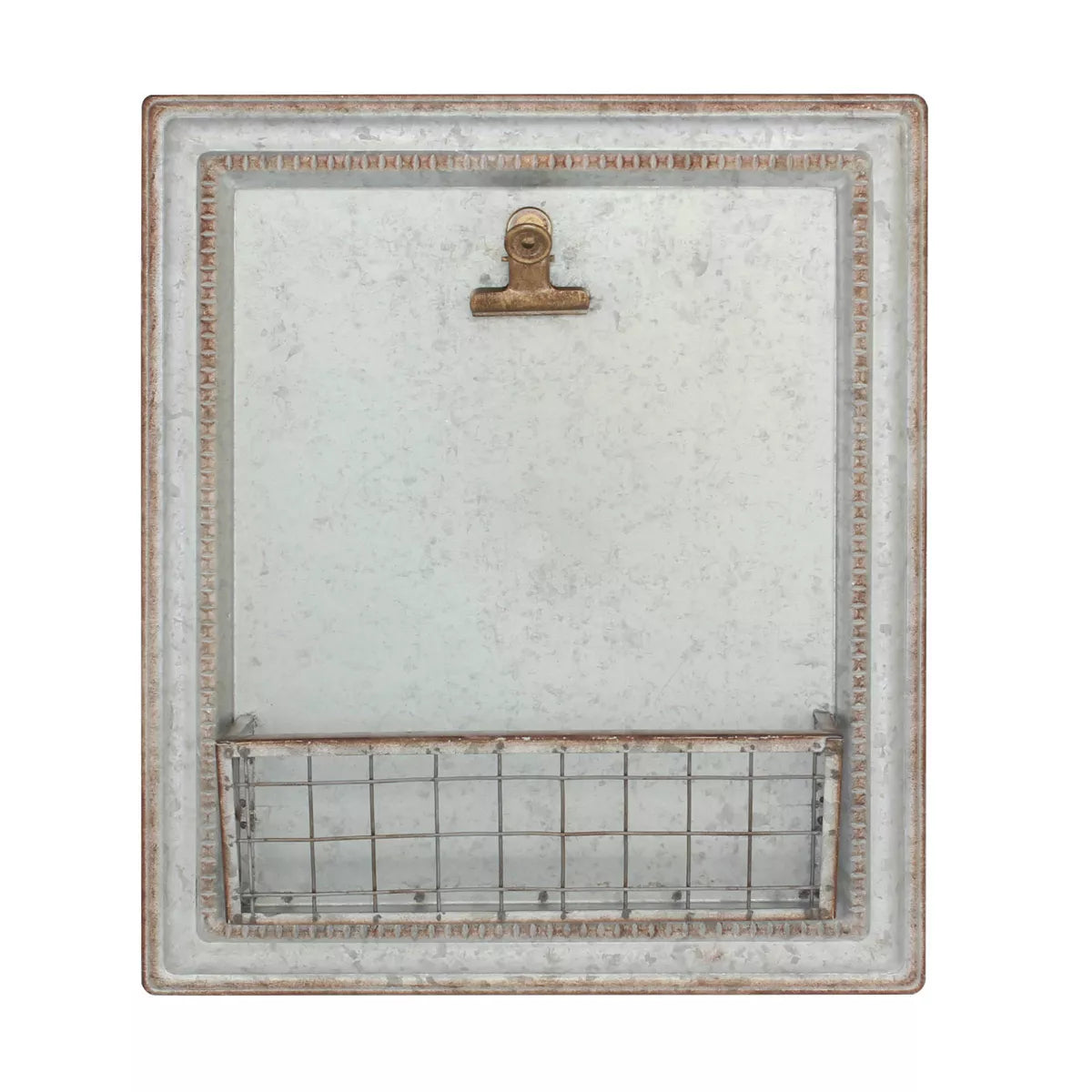 15.2" X 13.2" Rustic Galvanized Metal Magnetic Memo Board Silver - Stonebriar Collection