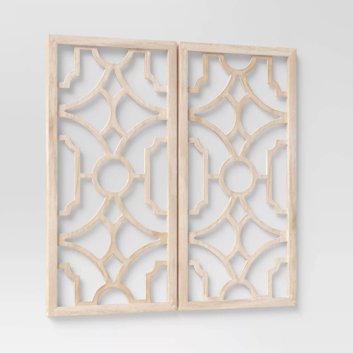 Set of 2 Wood Lattice Wall Hanging Brown - Threshold™: Elegant Decorative Panels, Modern Geometric Design