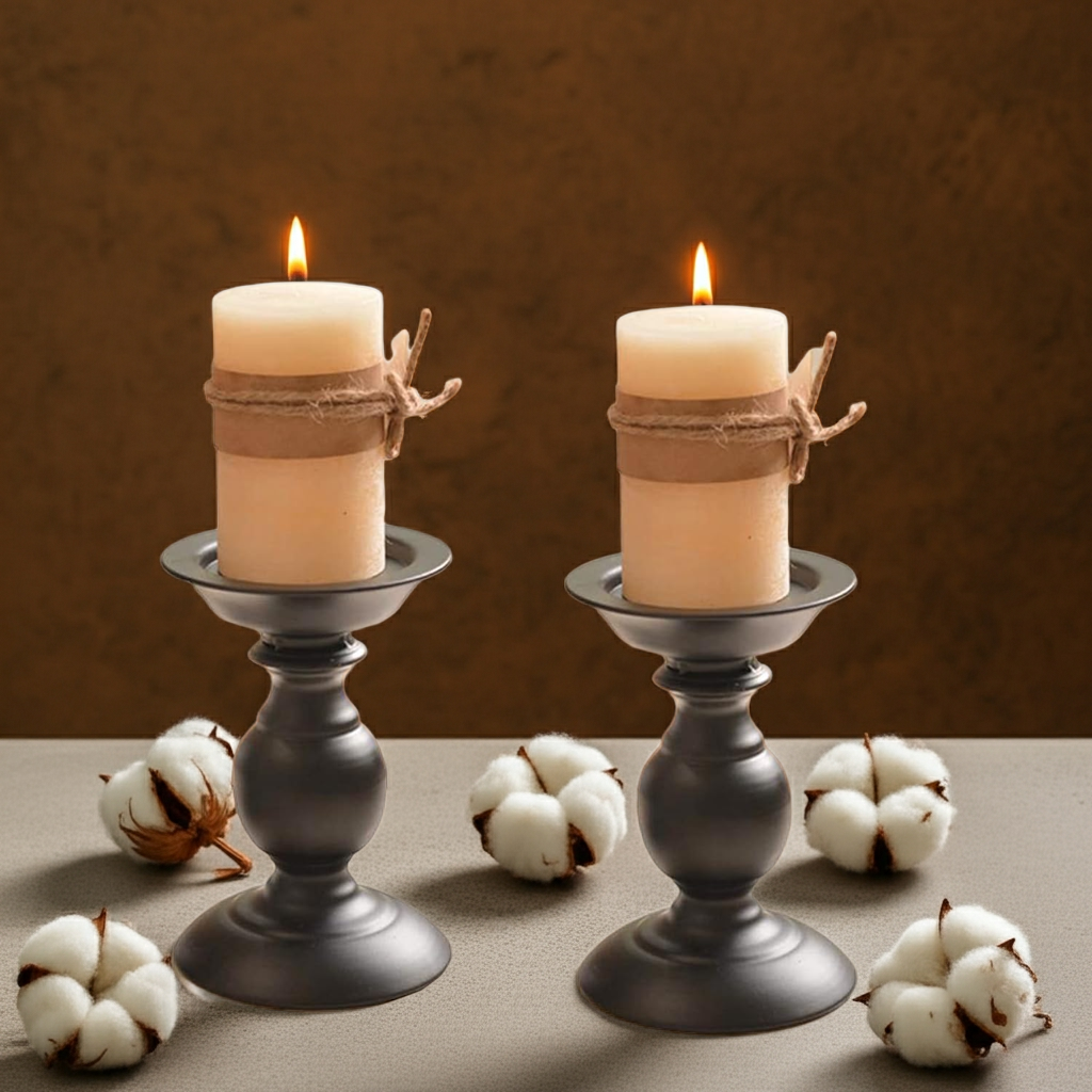 2 Pcs Black Pillar Candle Holders, Most Ideal for 3" Pillar Candles, Gifts for Wedding, Party, Home, Spa, Reiki, Votive Candle (2 X S)