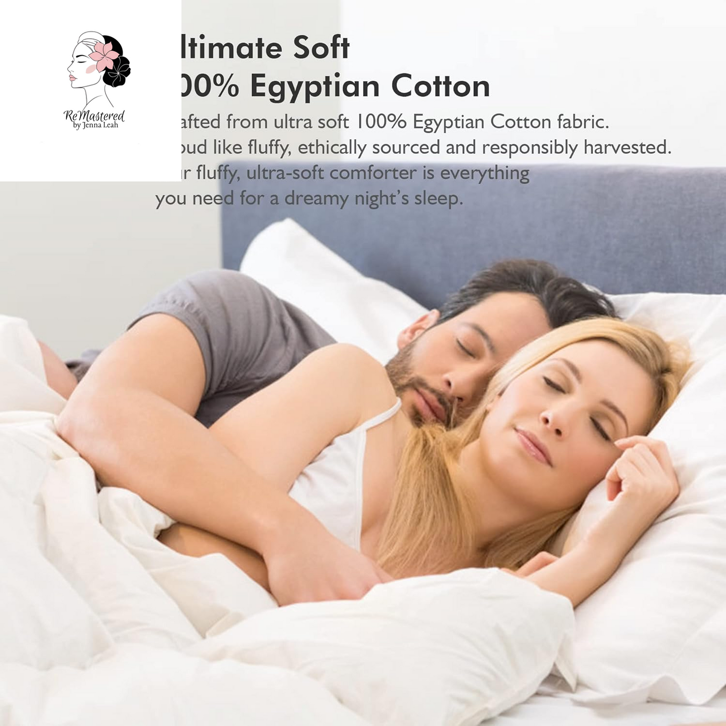 Luxurious King/California King Size Goose down Feather Fiber Comforter Duvet Insert, 100% Egyptian Cotton Cover, 70 Oz. Fill Weight, All-Season White Solid Comforter