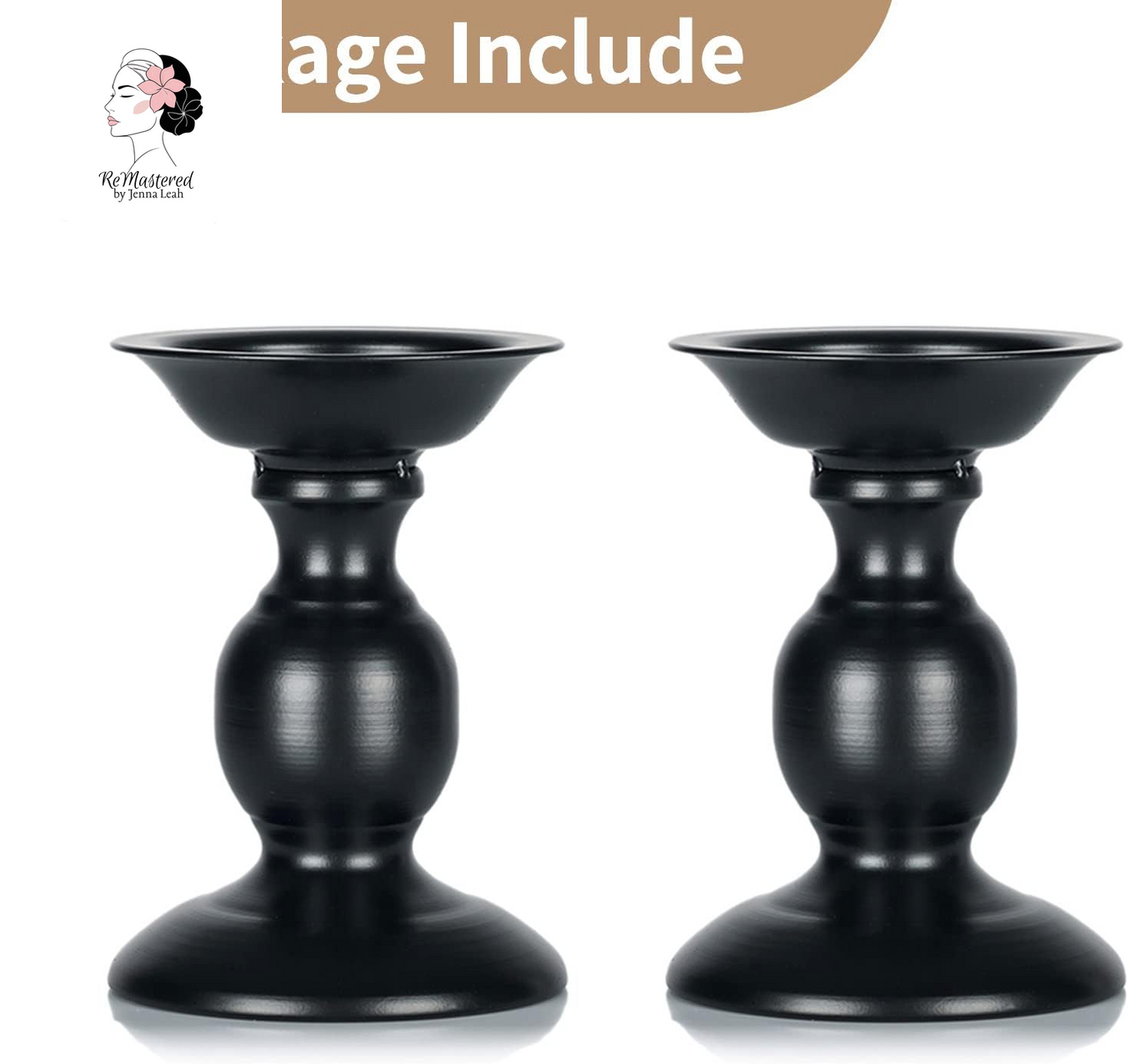 2 Pcs Black Pillar Candle Holders, Most Ideal for 3" Pillar Candles, Gifts for Wedding, Party, Home, Spa, Reiki, Votive Candle (2 X S)