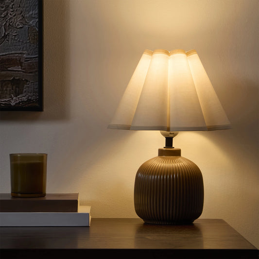 12.5" Brown Ceramic Table Lamp