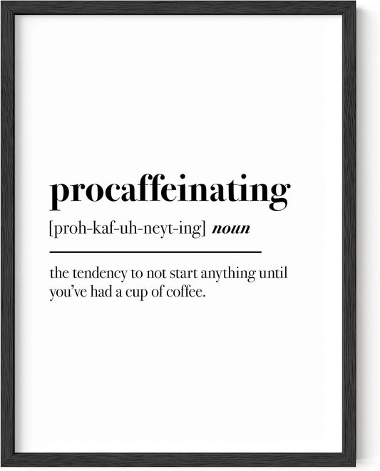 Coffee Wall Art Decor - Definition Posters, Talk Art Print for Bar, Funny Wall Quotes Print UNFRAMED 12"X16"